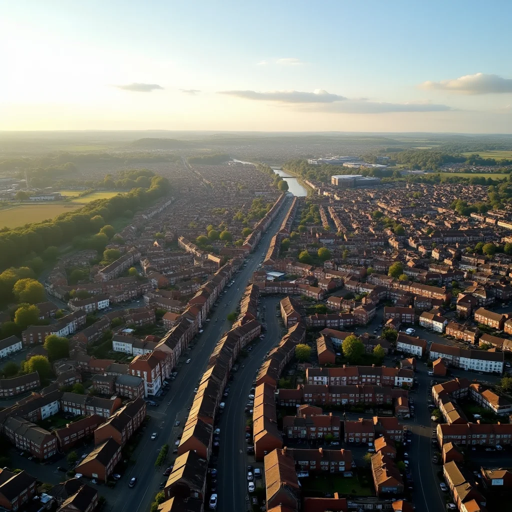 Aerial view of Sheffield and South Yorkshire showing the drainage service area